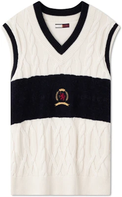 汤米·希尔费格 毛呢混纺V领无袖针织毛衣 蓝白色 MW0MW36551 Buy 汤米·希尔费格 毛呢混纺V领无袖针织毛衣 蓝白色 MW0MW36551