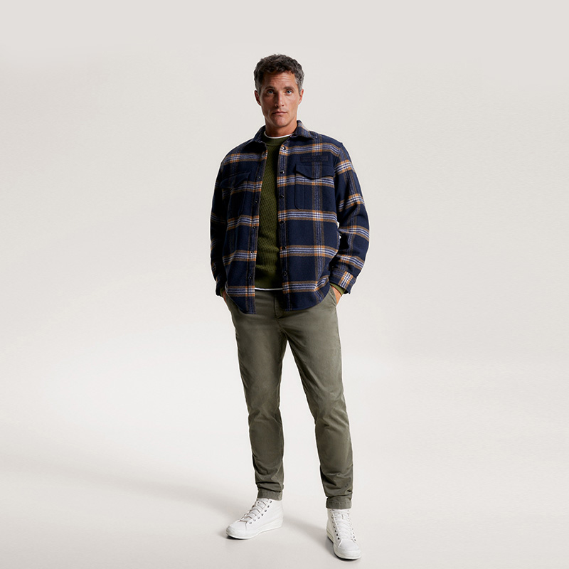 Details for 타미 힐피거 울 블렌드 체크 긴팔 셔츠 네이비 MW0MW32852