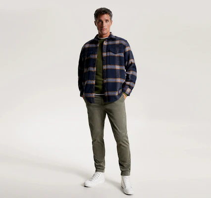 타미 힐피거 울 블렌드 체크 긴팔 셔츠 네이비 MW0MW32852 Details for 타미 힐피거 울 블렌드 체크 긴팔 셔츠 네이비 MW0MW32852