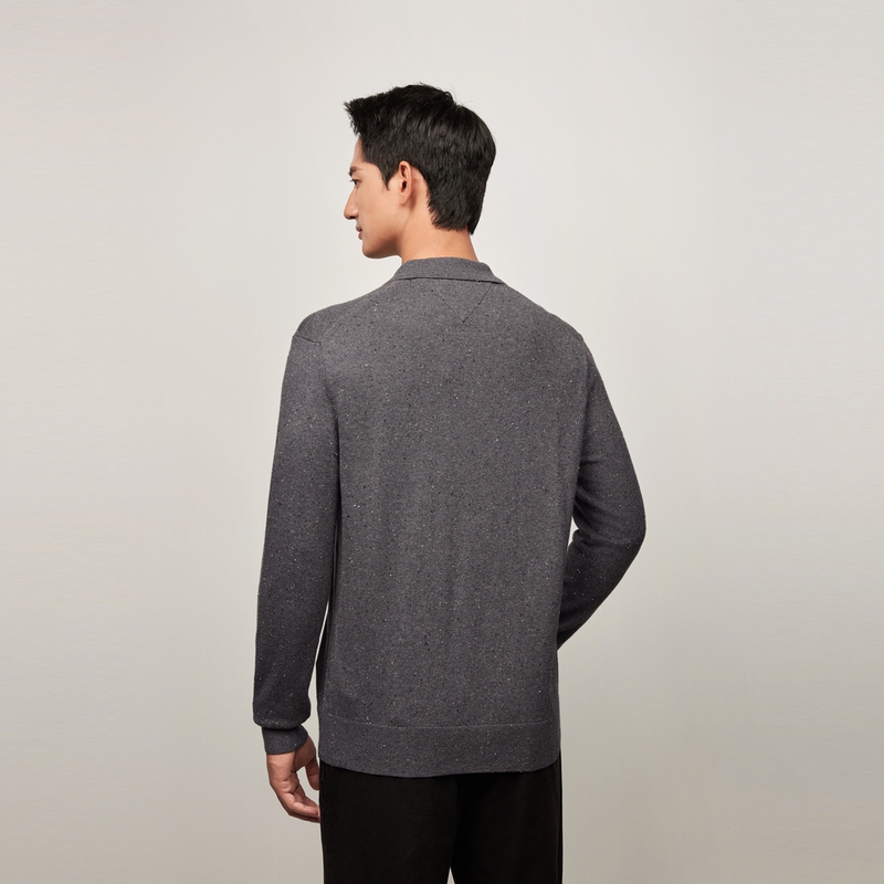 Purchase 汤米希尔费格羊毛混纺刺绣标志翻领毛衣 MW0MW36519