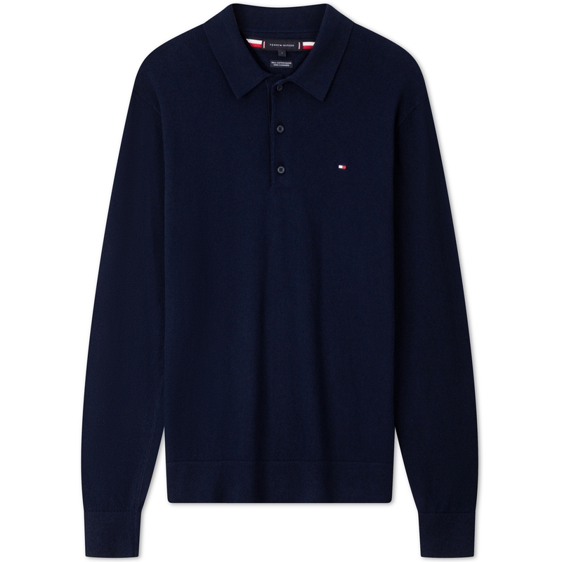 Sizing 汤米希尔费格羊毛混纺刺绣标志翻领毛衣 MW0MW36519