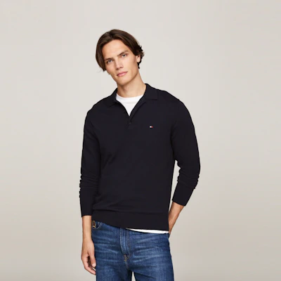 汤米希尔费格羊毛混纺刺绣标志翻领毛衣 MW0MW36519 1