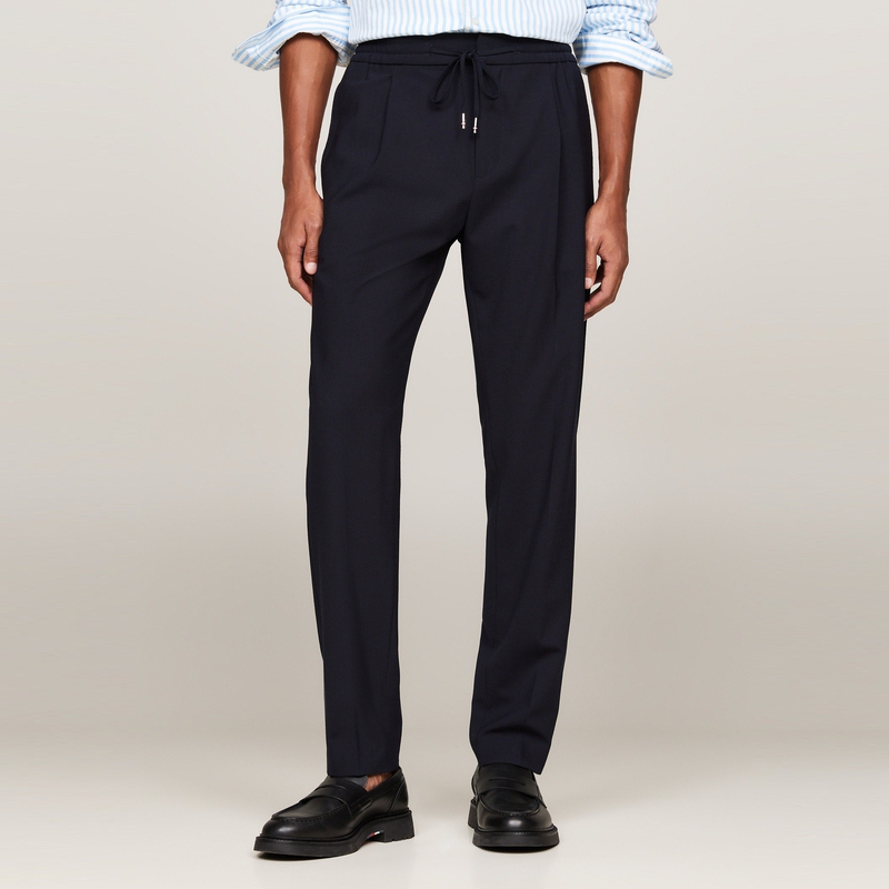 Purchase Tommy Hilfiger 羊毛混紡錐形休閒抽繩長褲 深藍色 MW0MW35736