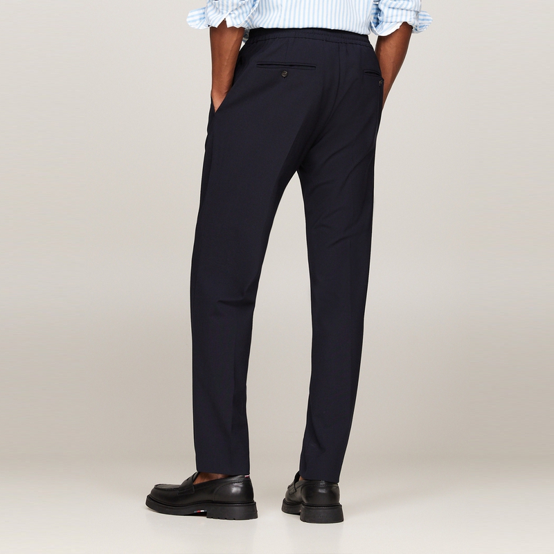 Details for Tommy Hilfiger 羊毛混紡錐形休閒抽繩長褲 深藍色 MW0MW35736