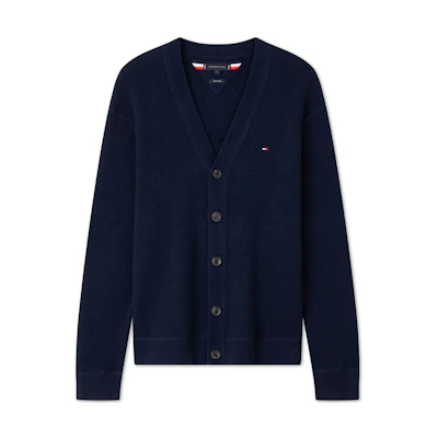 Tommy Hilfiger Wool Button V-Neck Loose Fit Knit Sweater MW0MW36553