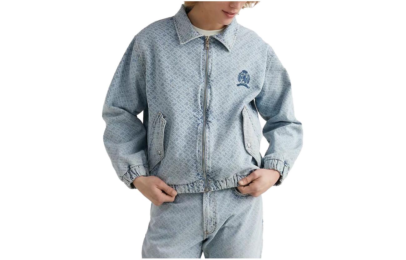 Tommy Hilfiger All-Over Print Zip Polo Long Sleeve Jacket Blue MMW30971-DYH