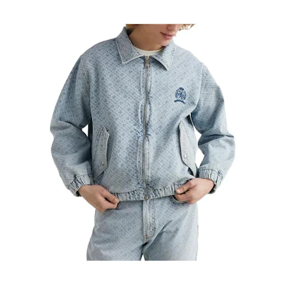 Tommy Hilfiger All-Over Print Zip Polo Long Sleeve Jacket Blue MMW30971-DYH