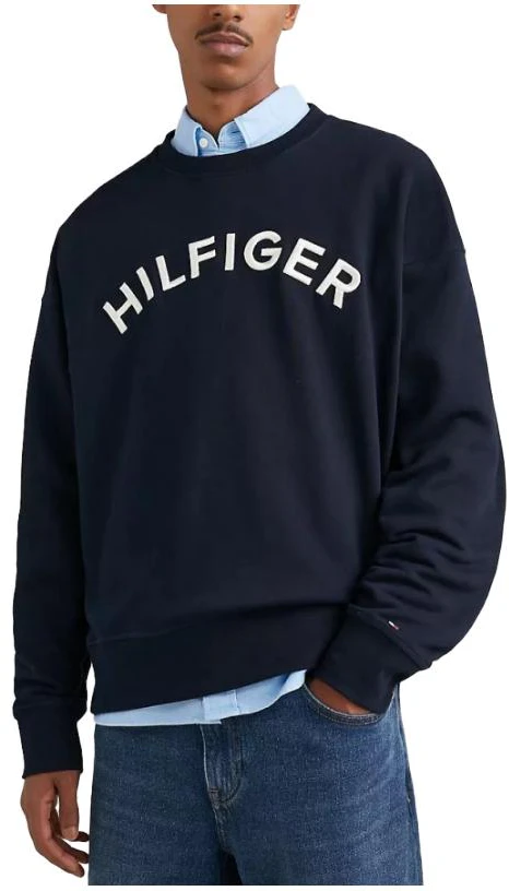 tommy-hilfiger-arch-logo-sweatshirt-black-crewneck-long-sleeve-pullover-mw-31069-dw-5