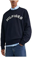 Tommy Hilfiger Arch Logo Sweatshirt Black Crewneck Long Sleeve Pullover MW31069-DW5 Tommy Hilfiger Arch Logo Sweatshirt Black Crewneck Long Sleeve Pullover MW31069-DW5
