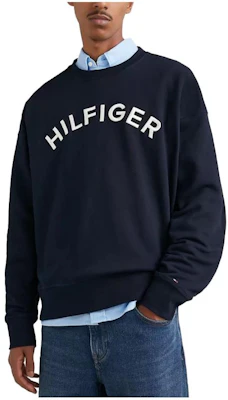 Tommy Hilfiger Arch Logo Sweatshirt Black Crewneck Long Sleeve Pullover MW31069-DW5 Buy Tommy Hilfiger Arch Logo Sweatshirt Black Crewneck Long Sleeve Pullover MW31069-DW5