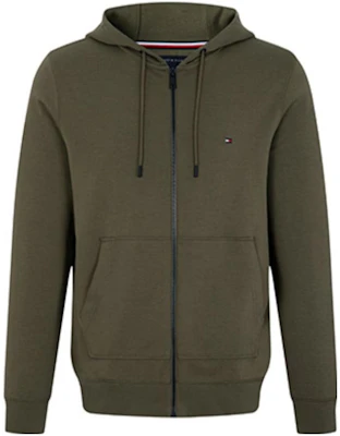 Tommy Hilfiger Army Green Logo Zip-Up Hoodie with Drawstring MW0MW29359 Buy Tommy Hilfiger Army Green Logo Zip-Up Hoodie with Drawstring MW0MW29359