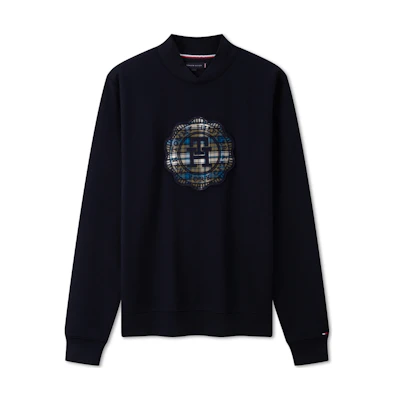 Tommy Hilfiger Badge Embroidered Knit Half V-neck Pullover Sweatshirt MW0MW32688
