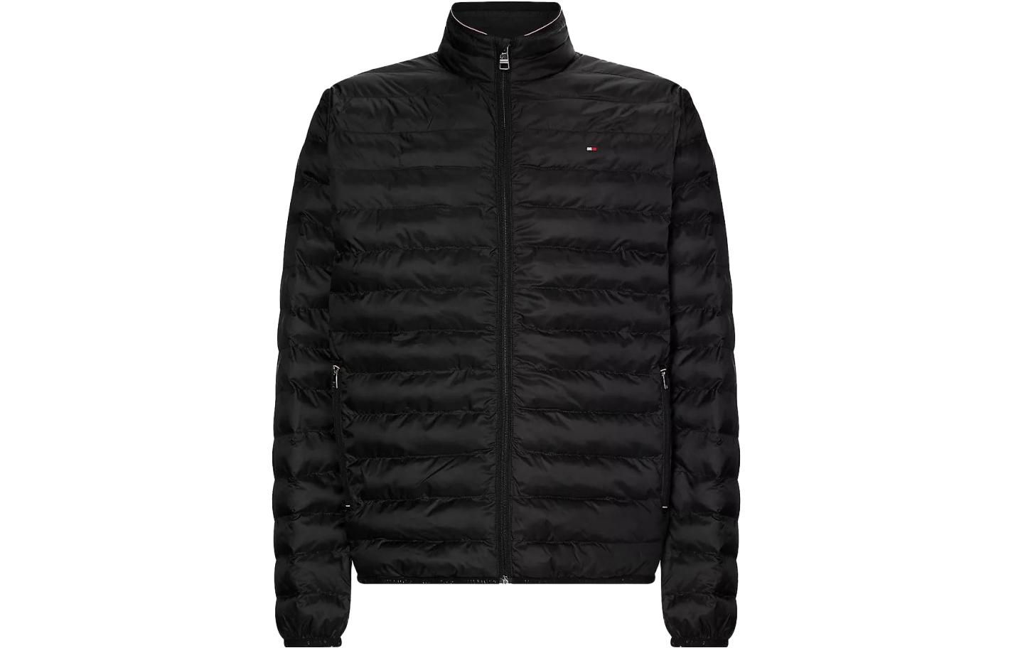 Tommy Hilfiger Big & Tall Recycled Packable Jacket Black Zip-Up Coat MMW32982-BDS