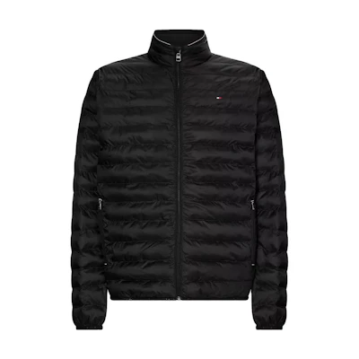 Tommy Hilfiger Big & Tall Recycled Packable Jacket Black Zip-Up Coat MMW32982-BDS