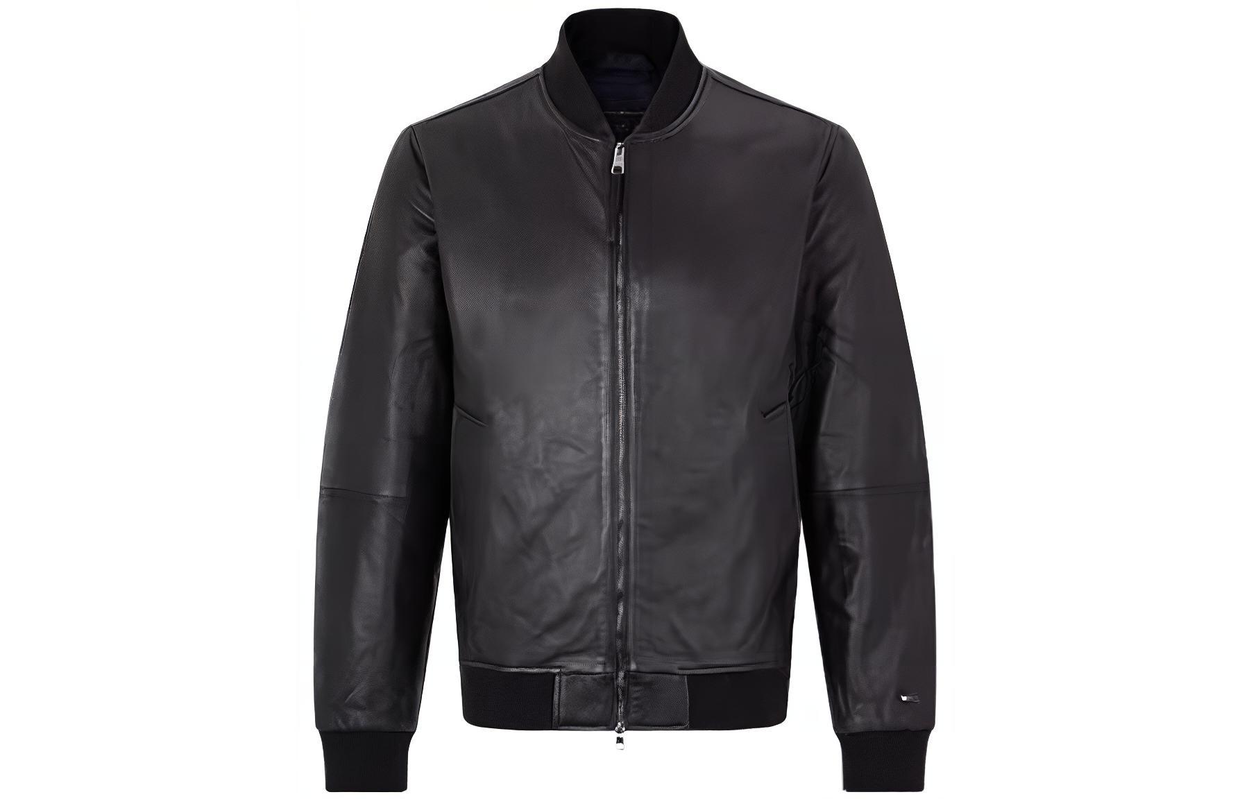 Tommy Hilfiger Black Bomber Jacket with Metal Logo and Zipper Design MW0MW28095