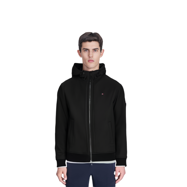 Lookbook 汤米希尔费格黑色休闲连帽拉链长袖外套旅行装 151AP383-blk 151AP383-BLK