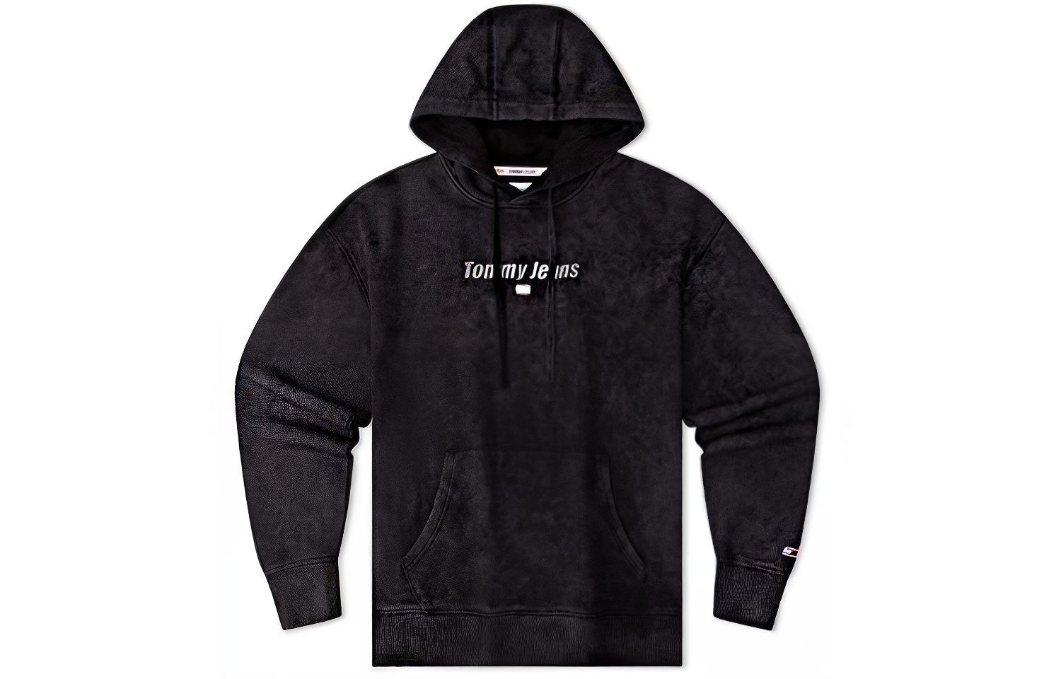 Tommy Hilfiger Black Cotton Streetwear Logo Loose Fit Hoodie DM0DM17787-BDS