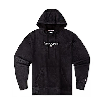 Tommy Hilfiger Black Cotton Streetwear Logo Loose Fit Hoodie DM0DM17787-BDS
