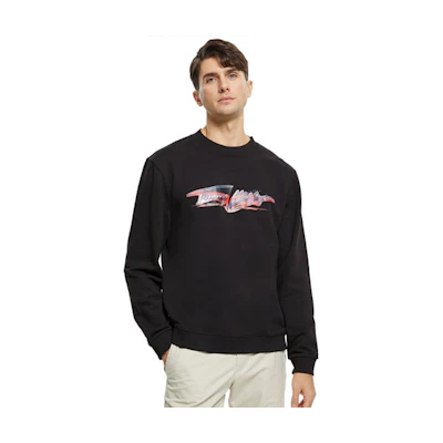Tommy Hilfiger Black Crewneck Lettering Sweatshirt MW0MW22288-BDS
