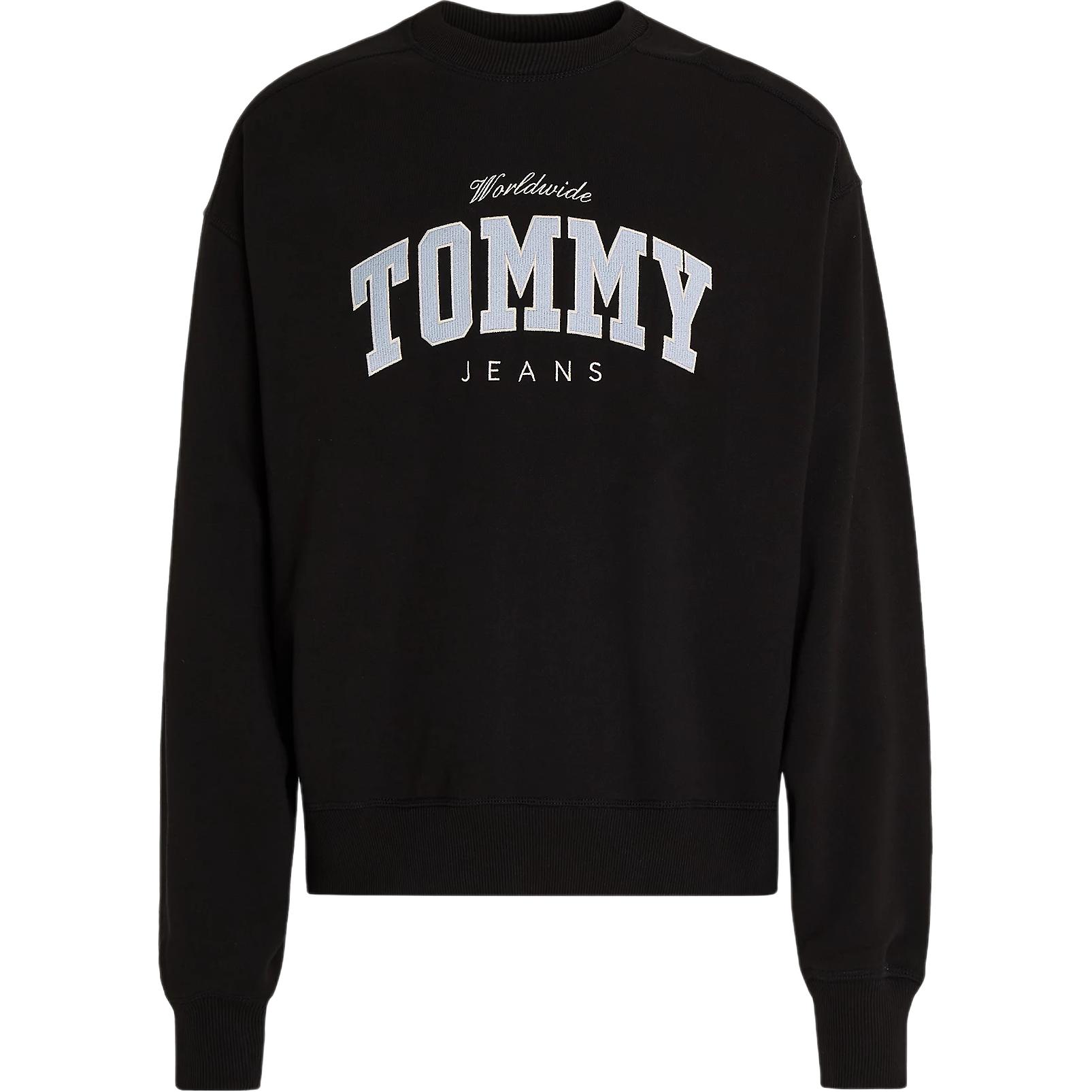 Tommy Hilfiger Black Crewneck Logo Print Pullover Sweatshirt DM0DM18331-BDS