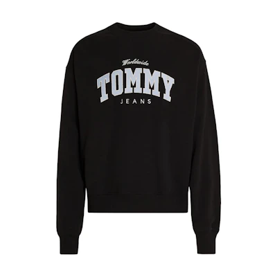Tommy Hilfiger Black Crewneck Logo Print Pullover Sweatshirt DM0DM18331-BDS