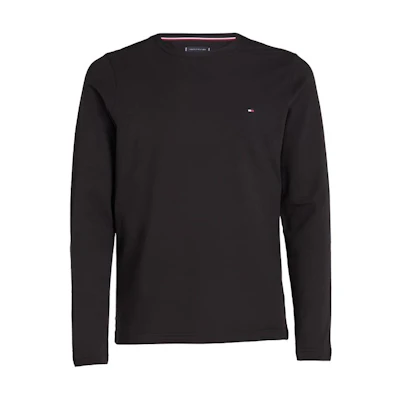 Tommy Hilfiger Black Crewneck Pullover Sweatshirt with Logo Patch MW0MW10804-BDS