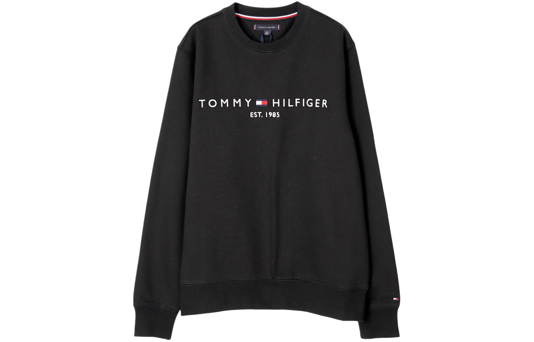 Tommy Hilfiger Black Crewneck Sweatshirt with Letter Print MW11596-002