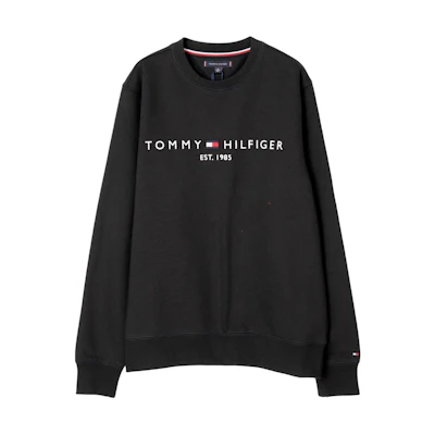Tommy Hilfiger Black Crewneck Sweatshirt with Letter Print MW11596-002