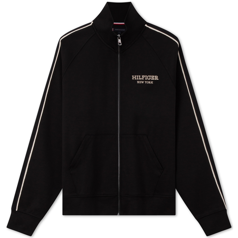 Order Tommy Hilfiger 黑色刺繡拉鍊運動夾克毛衣 MW0MW33716