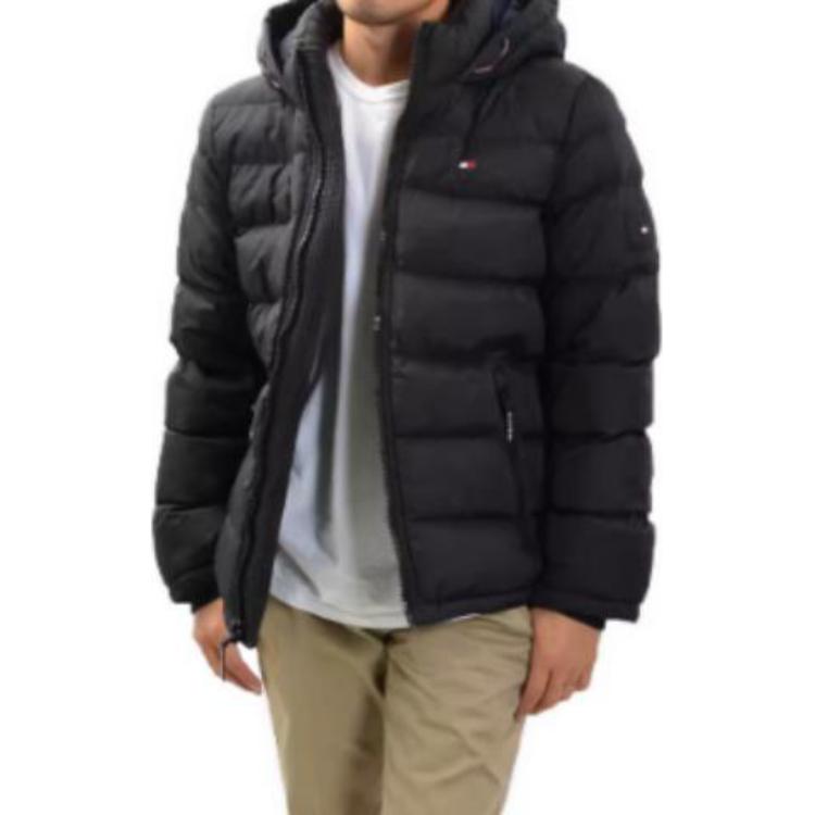 Lookbook 汤米希尔费格黑色连帽休闲保暖棉夹克外套 TM-158AN508