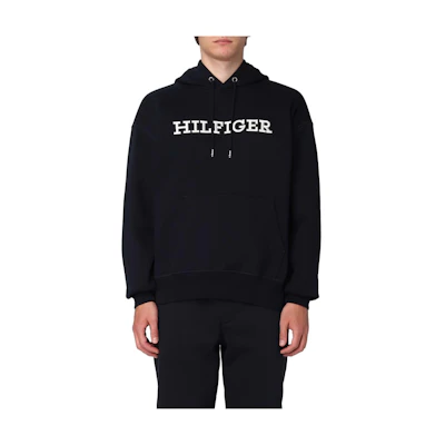 Tommy Hilfiger Black Hoodie with Letter Print Design MW0MW33062-DW5