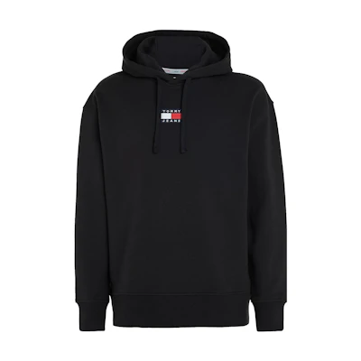 Tommy Hilfiger Black Hoodie with Logo Badge Long Sleeve Casual Design DM0DM16384-BDS