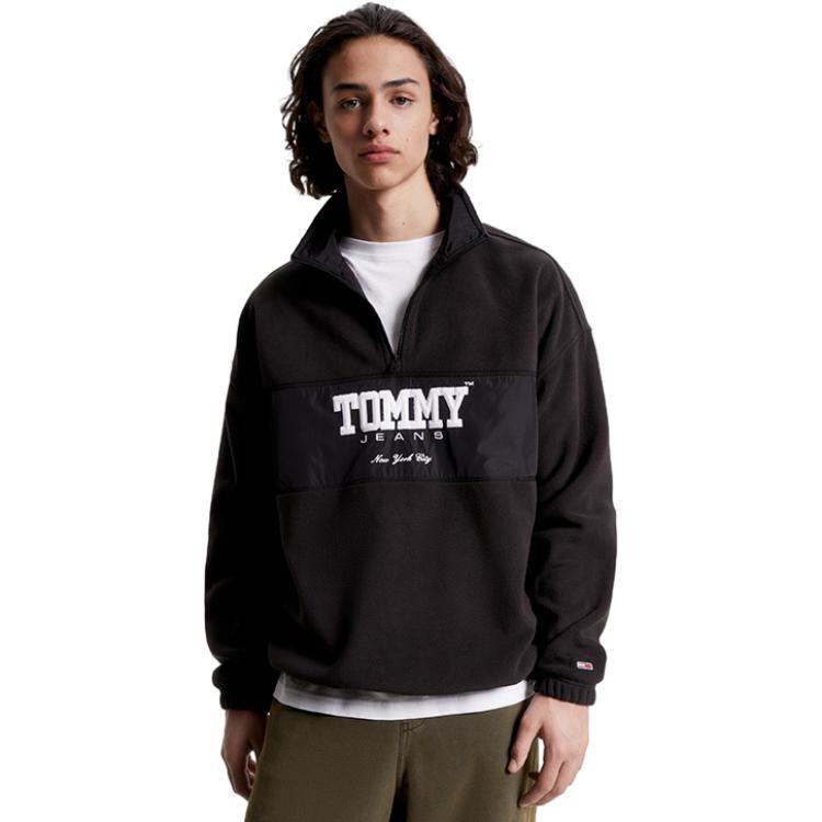 Lookbook 汤米希尔费格黑色字母标志长袖休闲版型套头衫 DM0DM17803-BDS