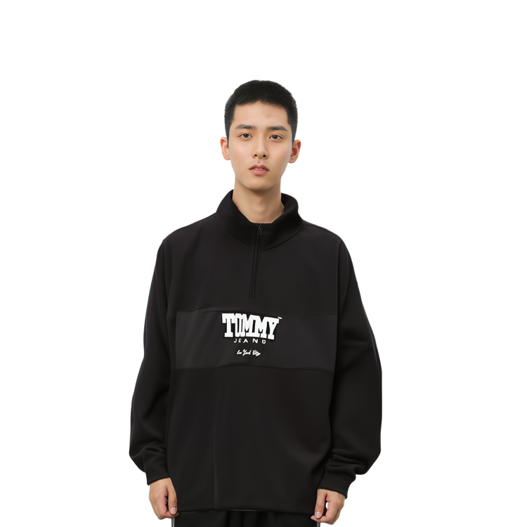 Purchase 汤米希尔费格黑色字母标志长袖休闲版型套头衫 DM0DM17803-BDS