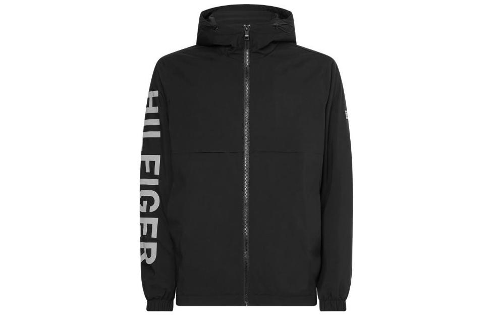 Tommy Hilfiger Black Letter Logo Zip-Up Hoodie Jacket MW0MW27-567