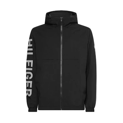 Tommy Hilfiger Black Letter Logo Zip-Up Hoodie Jacket MW0MW27-567