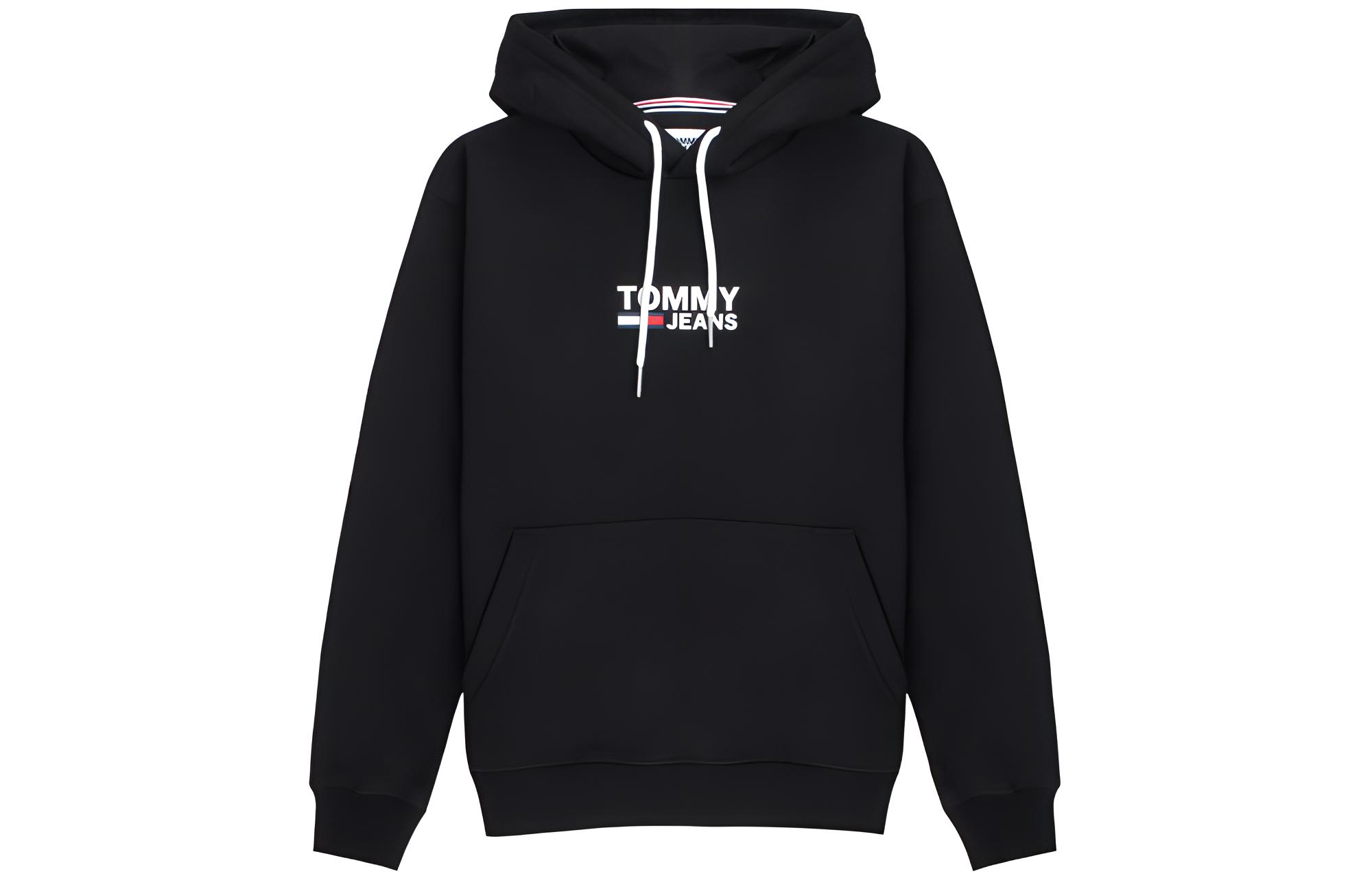 Tommy Hilfiger Black Letter Print Casual Hoodie Long Sleeve 78J3450-001