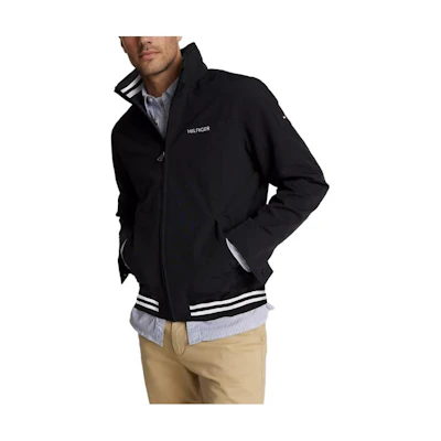 Tommy Hilfiger Black Letter Print Striped Collar Jacket M78J8297-BDS