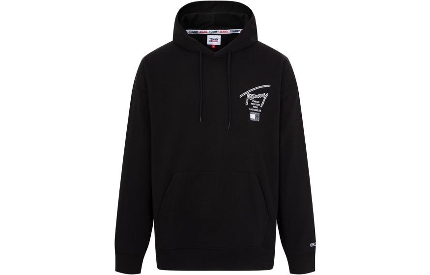 Tommy Hilfiger Black Logo Casual Oversized Hoodie Sweatshirt Unisex DM0DM15693-BDS