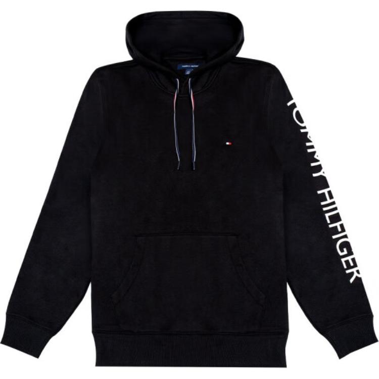 Tommy Hilfiger Black Pullover Hoodie with Logo Print - Fall/Winter Edition 78J9710-001