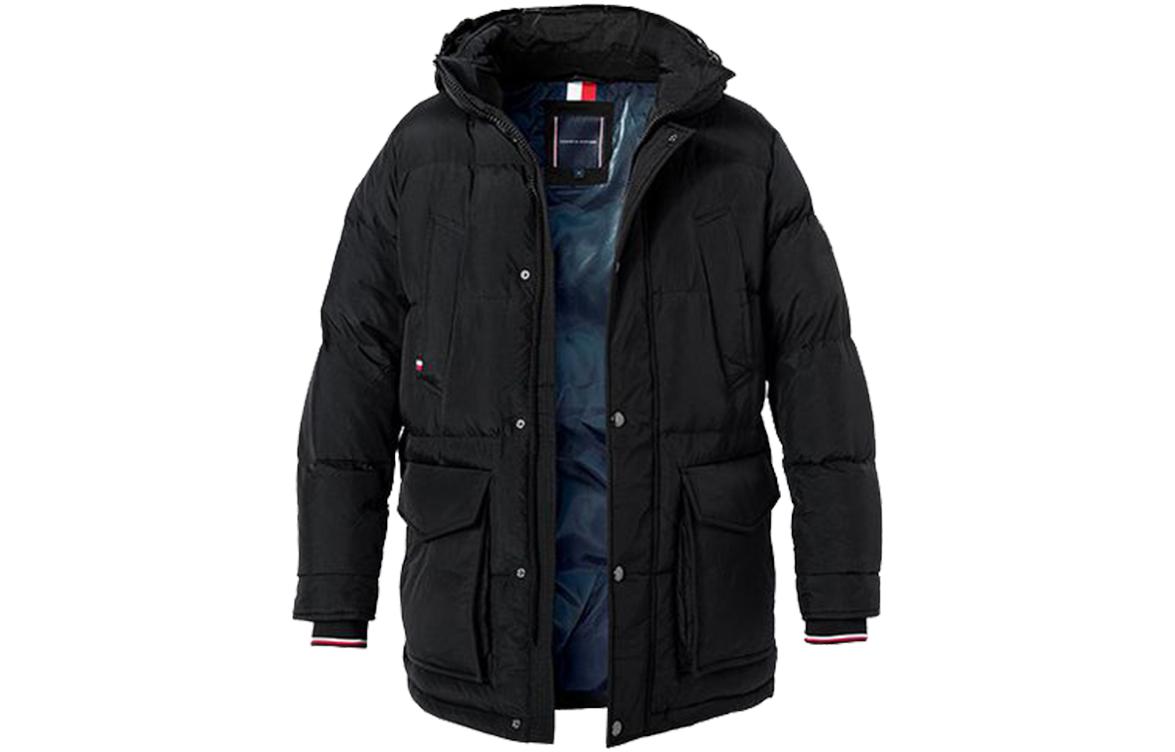 Tommy Hilfiger Black Solid Color Hooded Down Jacket MW0MW14889BDS