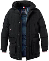 Tommy Hilfiger Black Solid Color Hooded Down Jacket MW0MW14889BDS Tommy Hilfiger Black Solid Color Hooded Down Jacket MW0MW14889BDS