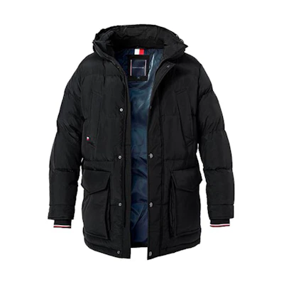Tommy Hilfiger Black Solid Color Hooded Down Jacket MW0MW14889BDS