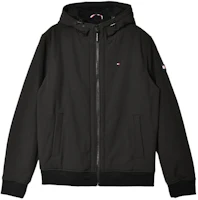 Tommy Hilfiger Black Solid Hooded Zip-Up Casual Travel Jacket 151AP383-blk Tommy Hilfiger Black Solid Hooded Zip-Up Casual Travel Jacket 151AP383-blk
