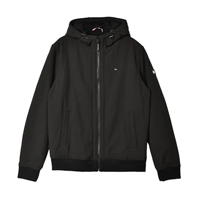 Tommy Hilfiger Black Solid Hooded Zip-Up Casual Travel Jacket 151AP383-blk