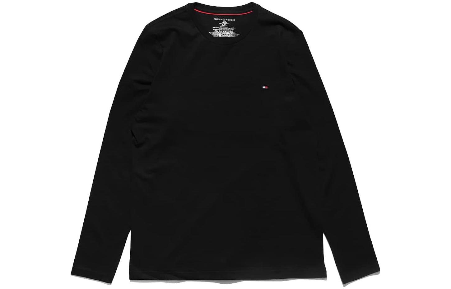 Tommy Hilfiger Black Solid Pullover Crewneck Long-Sleeve Sweatshirt 09T3118-001