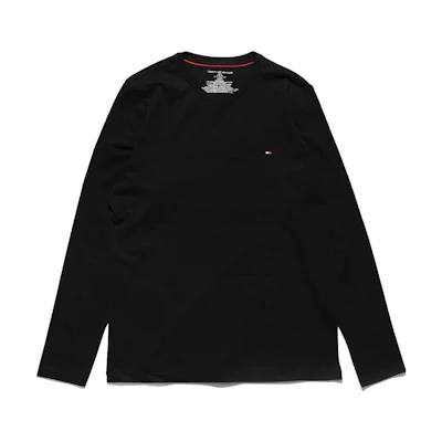Tommy Hilfiger Black Solid Pullover Crewneck Long-Sleeve Sweatshirt 09T3118-001