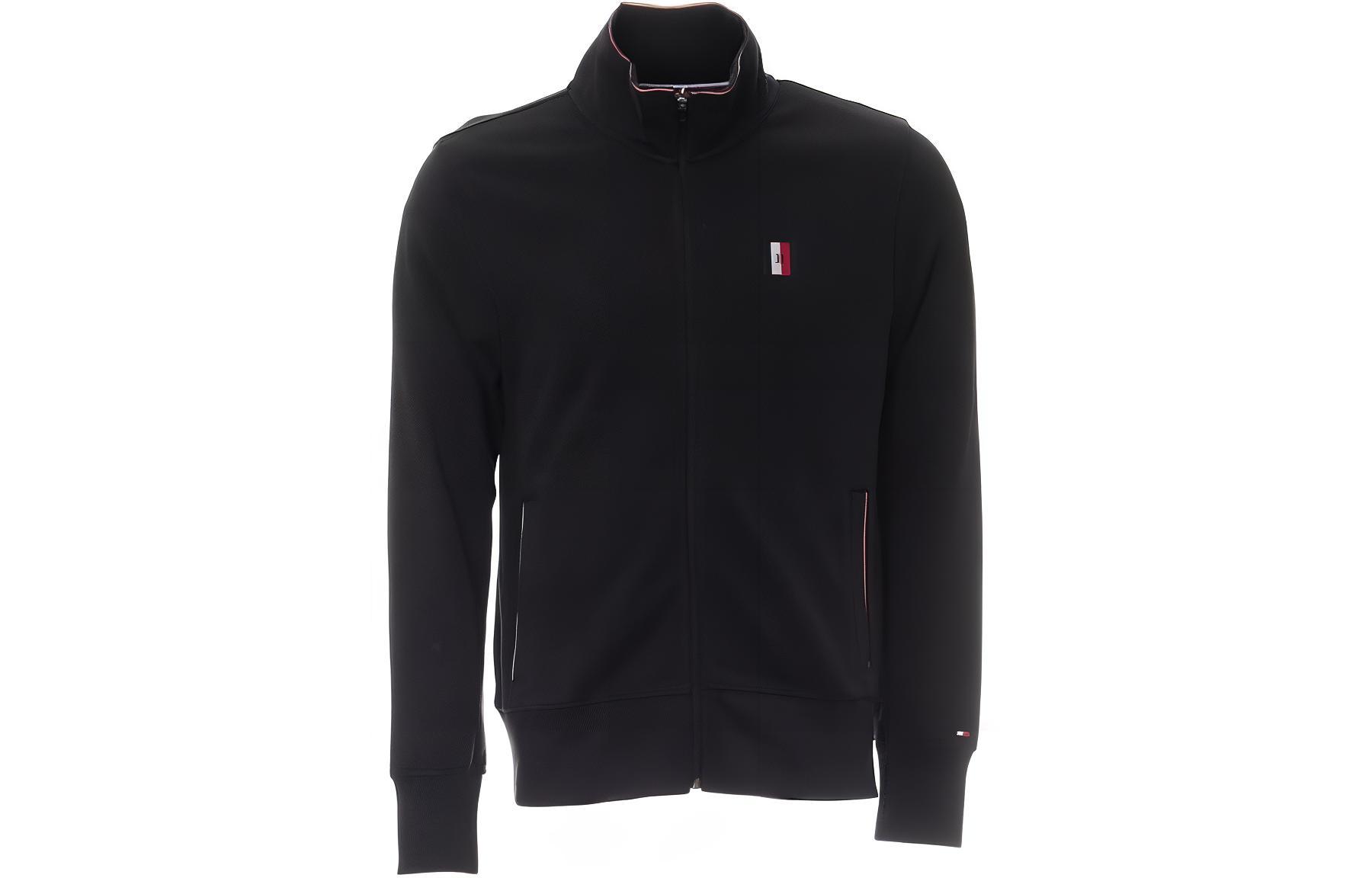 Tommy Hilfiger Black Zip-Up Stand Collar Lightweight Sweatshirt 78J2809-001