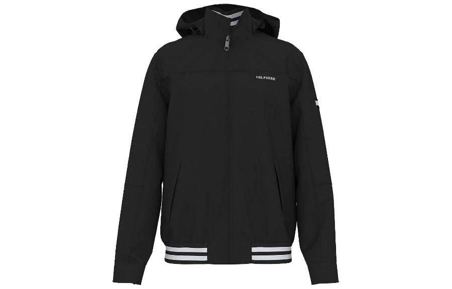 Tommy Hilfiger Black Zip Hoodie Jacket with Chest Logo Embroidery 7858429-012