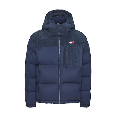 Tommy Hilfiger Blue Hooded Logo Patchwork Jacket DM0DM17229-C87